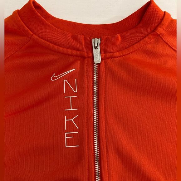 Nike Jacket Women’s XL Orange Full Zip Cropped Swoosh Spell Out Athleisure - Picture 4 of 12